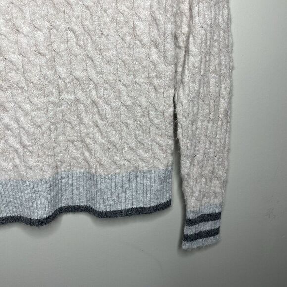 CENTRAL PARK WEST Sweater Women XS Bobbie Polo Pullover Gray Cable Knit Collared - Picture 7 of 15